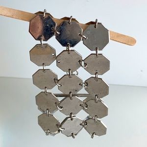 Silver toned hexagonal linked bracelet cuff